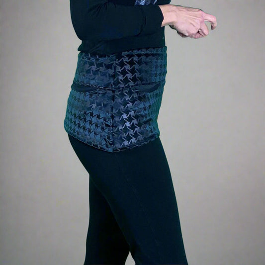 P05K™ | Flocked Houndstooth Waist Pockets Skirt-Waist Pockets-XS-Hagsters