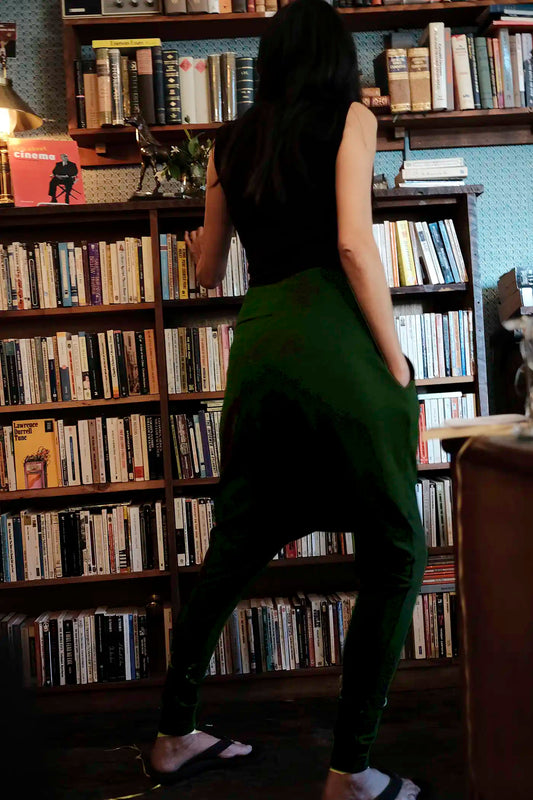 Bamboo French Terry Forest Green Nomad Harem Pants-Pants-Thrum State