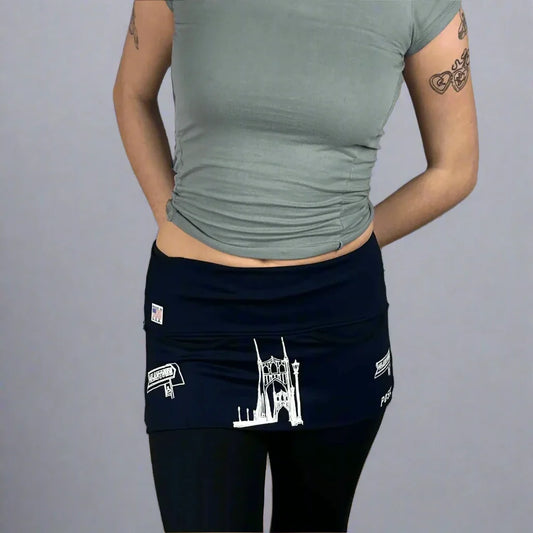 P05K™ | Slabtown Portland Bridges Navy Utility Belt Skirt-Waist Pockets-Thrum State